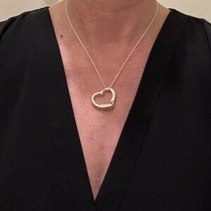 Vintage Tiffany Open Heart Necklace in Silver, 22mm, 18 inch chain